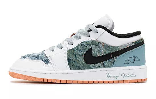 Кроссовки Air JORDAN 1 Vintage Basketball Shoes Women's Low-Top Cyan Pink