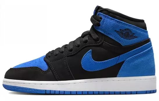 Jordan Air Jordan 1 винтажные баскетбольные кроссовки женские, Синий с черной надписью