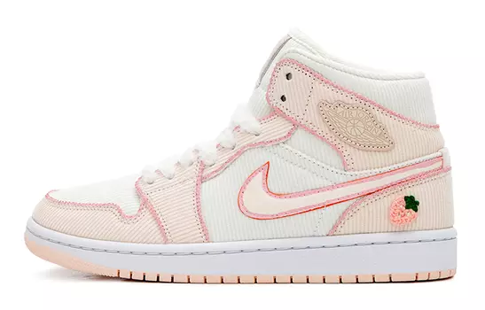 Кроссовки Air JORDAN 1 Vintage Basketball Shoes Women's High-Top Beige White/Pink