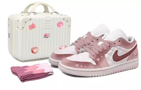 Кроссовки Air JORDAN 1 Vintage Basketball Shoes Women's Low-Top White Pink