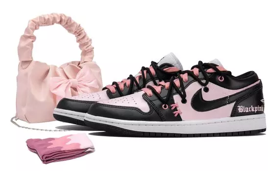 Jordan Air Jordan 1 винтажные баскетбольные кроссовки женские, Black/Pink