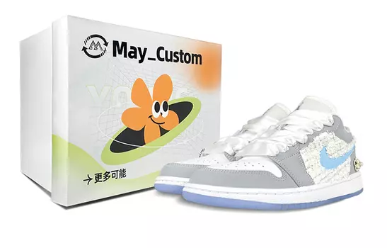 Кроссовки Air JORDAN 1 Vintage Basketball Shoes Women's Low-Top White Blue/Gray