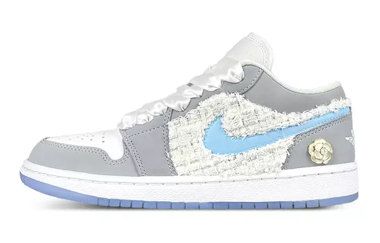 Кроссовки Air JORDAN 1 Vintage Basketball Shoes Women's Low-Top White Blue/Gray
