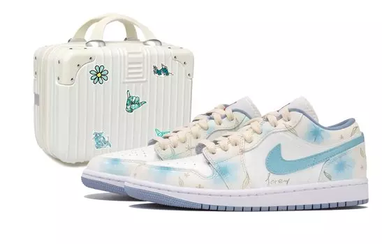 Jordan Air Jordan 1 винтажные баскетбольные кроссовки женские, Beige/Blue