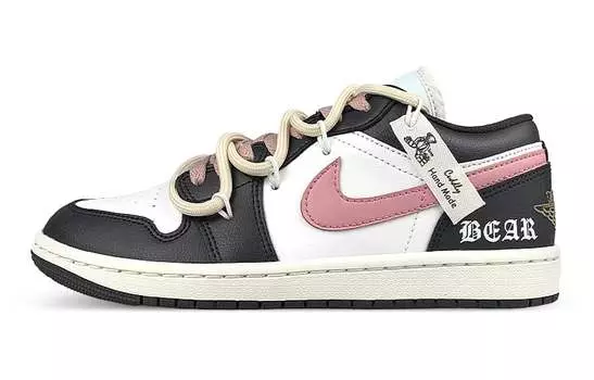 Кроссовки Air Jordan 1 Vintage Basketball Shoes Women's Low-Top White/black/beige/pink