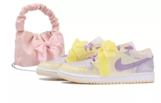 Jordan Air Jordan 1 винтажные баскетбольные кроссовки женские, Yellow Purple