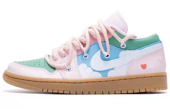 Кроссовки Air Jordan 1 Vintage Basketball Shoes Women's Low-Top Pink/Green