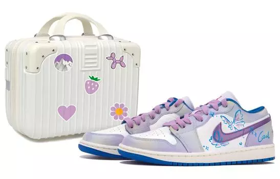 Jordan Air Jordan 1 винтажные баскетбольные кроссовки женские, White/Virtual Blue/Prism Purple