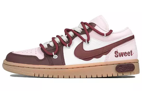 Кроссовки Air Jordan 1 Vintage Basketball Shoes Women's Low-Top Burgundy/pink/white