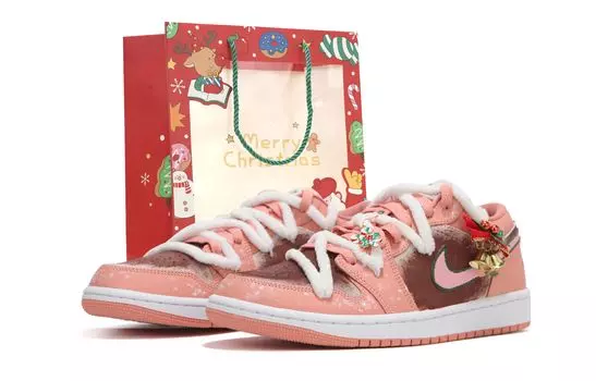 Кроссовки Air Jordan 1 Vintage Basketball Shoes Women's Low-Top Pink/Brown