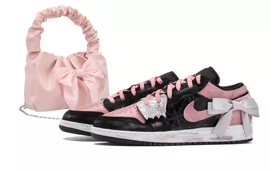 Jordan Air Jordan 1 винтажные баскетбольные кроссовки женские, Black/Pink
