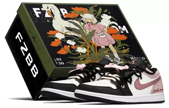 Jordan Air Jordan 1 винтажные баскетбольные кроссовки женские, Black/Pink