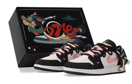 Jordan Air Jordan 1 винтажные баскетбольные кроссовки женские, Black/Pink