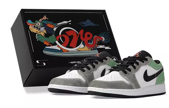 Jordan Air Jordan 1 винтажные баскетбольные кроссовки женские, Grey White Green