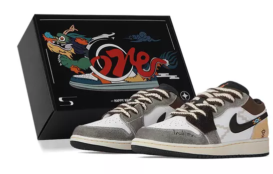 Jordan Air Jordan 1 винтажные баскетбольные кроссовки женские, Grey White Brown
