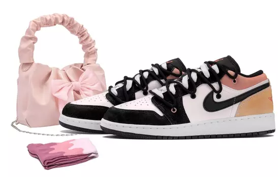 Jordan Air Jordan 1 винтажные баскетбольные кроссовки женские, Black/Pink