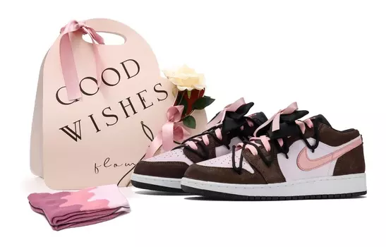 Jordan Air Jordan 1 винтажные баскетбольные кроссовки женские, Brown/Pink