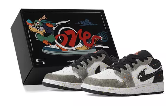 Jordan Air Jordan 1 винтажные баскетбольные кроссовки женские, Black/White/Gray