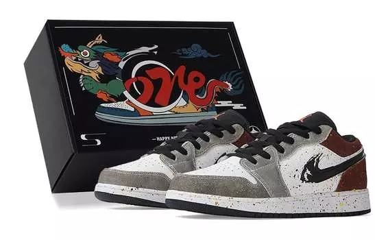 Jordan Air Jordan 1 винтажные баскетбольные кроссовки женские, Gray-white-red
