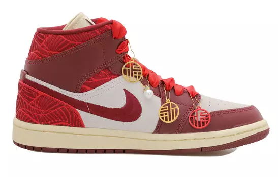Кроссовки Air JORDAN 1 Vintage Basketball Shoes Women's Mid-Top White Red