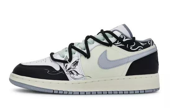 Jordan Air Jordan 1 винтажные баскетбольные кроссовки женские, Yellow, green, white, black