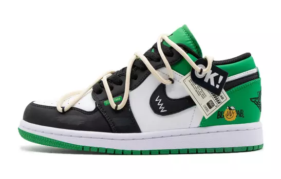 Кроссовки Air JORDAN 1 Vintage Basketball Shoes Women's Low-Top Black Green