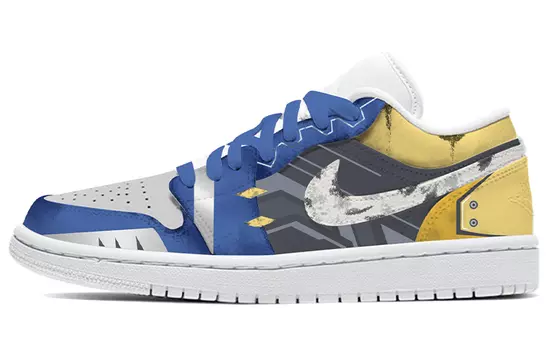 Кроссовки Air JORDAN 1 Vintage Basketball Shoes Women's Low-Top Blue Yellow