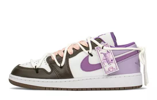 Кроссовки Air Jordan 1 Vintage Basketball Shoes Women's Low-Top Black/Brown/Purple