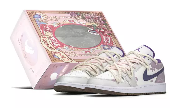 Кроссовки Air Jordan 1 Vintage Basketball Shoes Women's Low-Top Purple/Silver