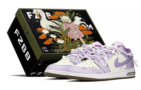 Кроссовки Air Jordan 1 Vintage Basketball Shoes Women's Low-Top White/beige/blue/purple