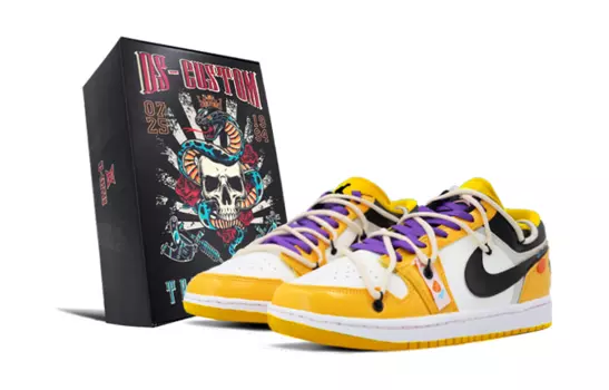 Кроссовки Air JORDAN 1 Vintage Basketball Shoes Women's Low-Top Yellow White/Black