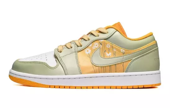 Jordan Air Jordan 1 винтажные баскетбольные кроссовки женские, Yellow White Green