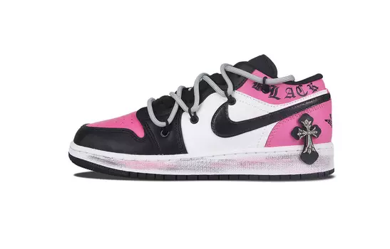 Кроссовки Air JORDAN 1 Vintage Basketball Shoes Women's Low-Top White Black Pink