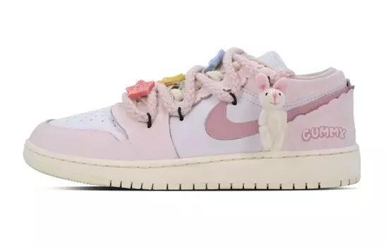 Jordan Air Jordan 1 винтажные баскетбольные кроссовки женские, White/Pink