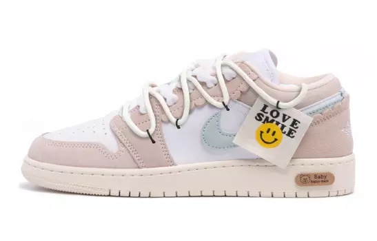 Кроссовки Air JORDAN 1 Vintage Basketball Shoes Women's Low-Top Pink/Beige White