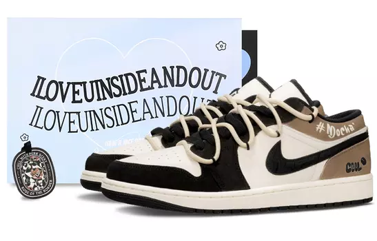 Кроссовки Air JORDAN 1 Vintage Basketball Shoes Women's Low-Top Black White Brown