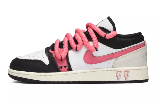 Jordan Air Jordan 1 винтажные баскетбольные кроссовки женские, Core Black / Cloud White / Team Shock Pink 2