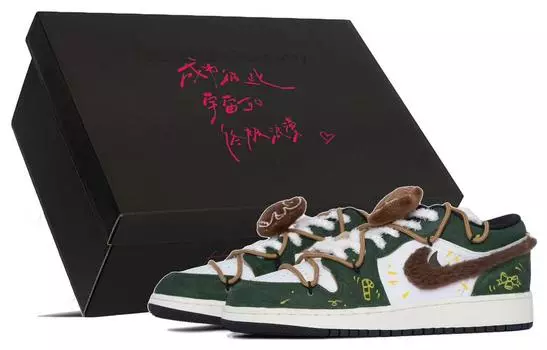 Кроссовки Air JORDAN 1 Vintage Basketball Shoes Women's Low-Top Green White