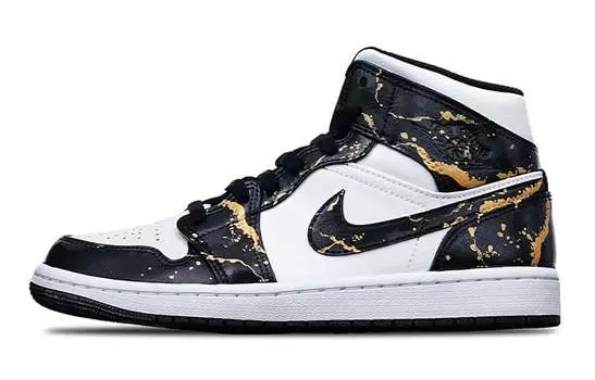 Кроссовки Air JORDAN 1 Vintage Basketball Shoes Women's Mid-Top Gold/Black White