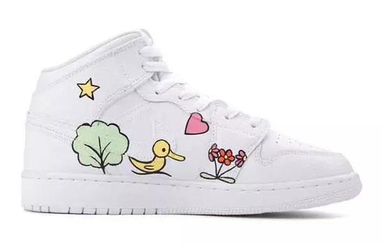 Кроссовки Air Jordan 1 Vintage Basketball Shoes Women's Mid-Top White/red/orange/blue