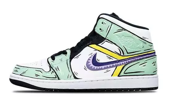 Кроссовки Air JORDAN 1 Vintage Basketball Shoes Women's High-Top White Purple/Green