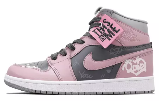 Кроссовки Air Jordan 1 Vintage Basketball Women's High-Top, розовый/серый