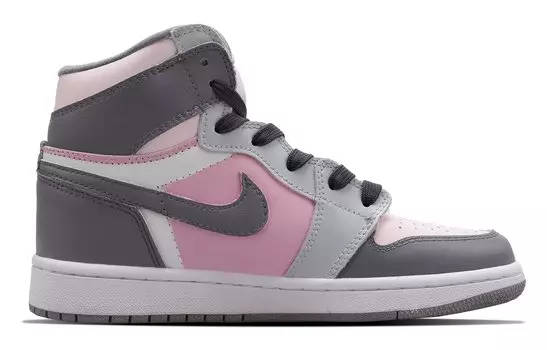 Кроссовки Air Jordan 1 Vintage Basketball Women's High-Top, серый/розовый/белый