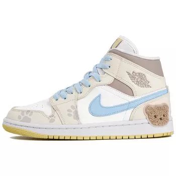 Кроссовки Air JORDAN 1 Vintage Basketball Shoes Women's High-Top Yellow White