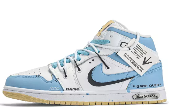 Кроссовки Air JORDAN 1 Vintage Basketball Shoes Women's Mid-Top Blue White