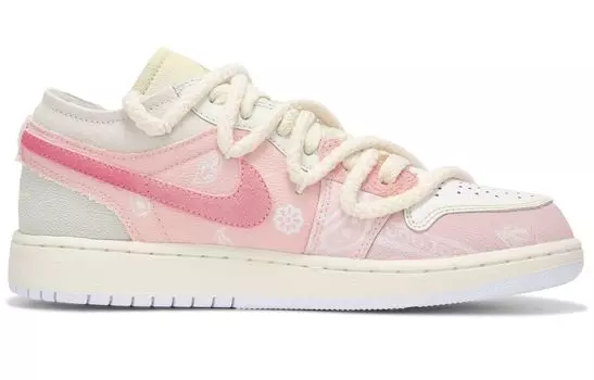 Кроссовки Air JORDAN 1 Vintage Basketball Shoes Women's Low-Top White Pink