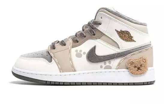 Кроссовки Air Jordan 1 Vintage Basketball Shoes Women's Mid-Top Gray/Gold