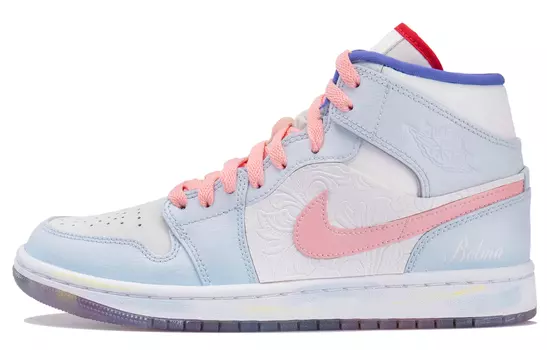 Jordan Air Jordan 1 винтажные баскетбольные кроссовки женские, White/Blue/Pink