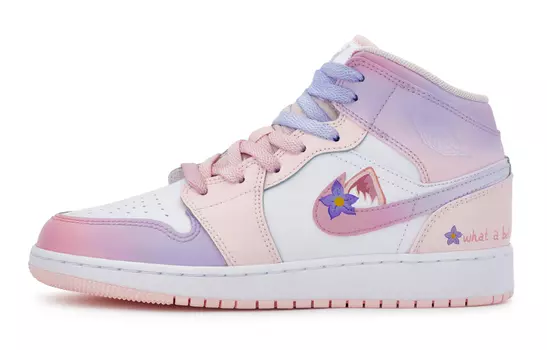 Jordan Air Jordan 1 винтажные баскетбольные кроссовки женские, White Pink Purple