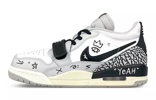 Кроссовки Air JORDAN 1 Vintage Basketball Shoes Women's Low-Top White Black Gray